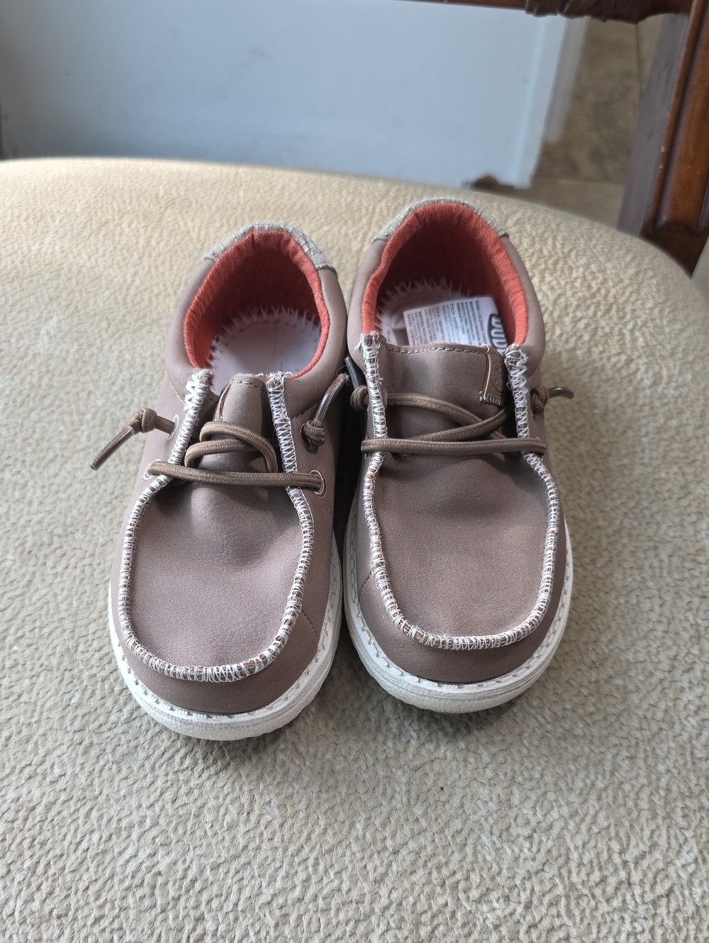 Hey Dude Kids Taupe Sneakers with Coral Lining